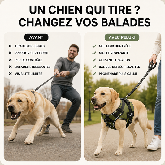 Harnais anti-traction pour chien Respirant & réfléchissant