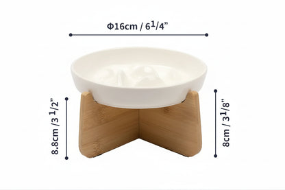 Gamelle Anti-Glouton Céramique Surélevée Chien Chat Design Naturel