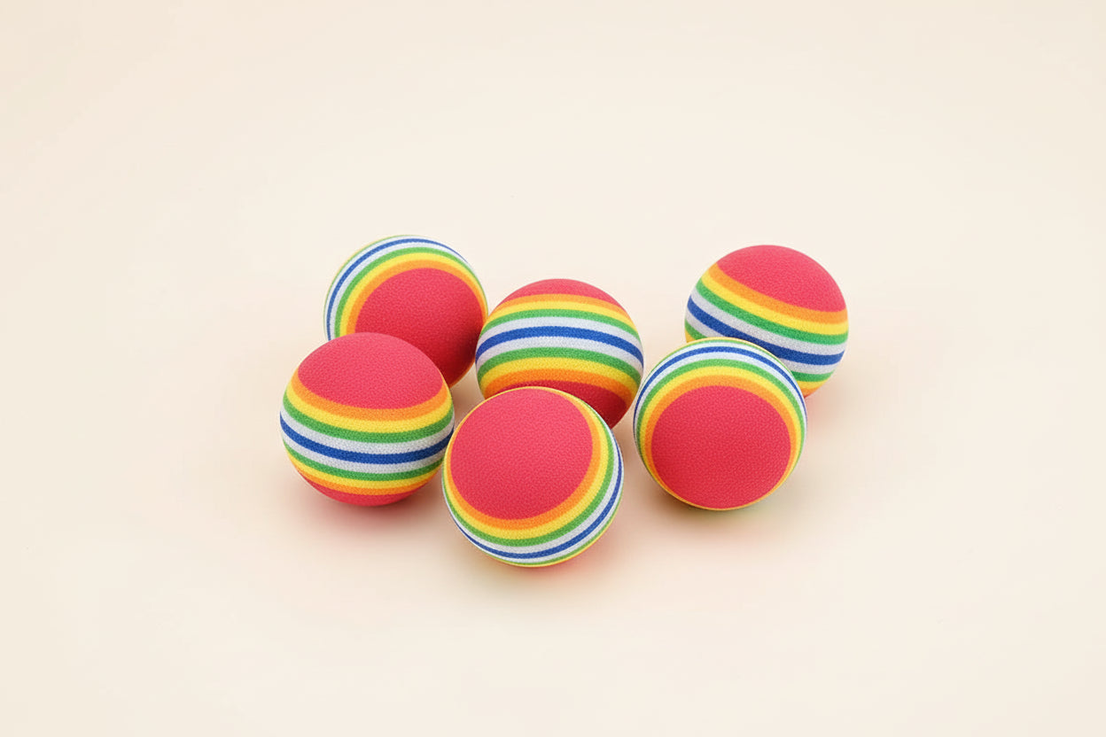 balles arc-en-ciel en mousse pour chat et chien – lot de 5 – Peluki
