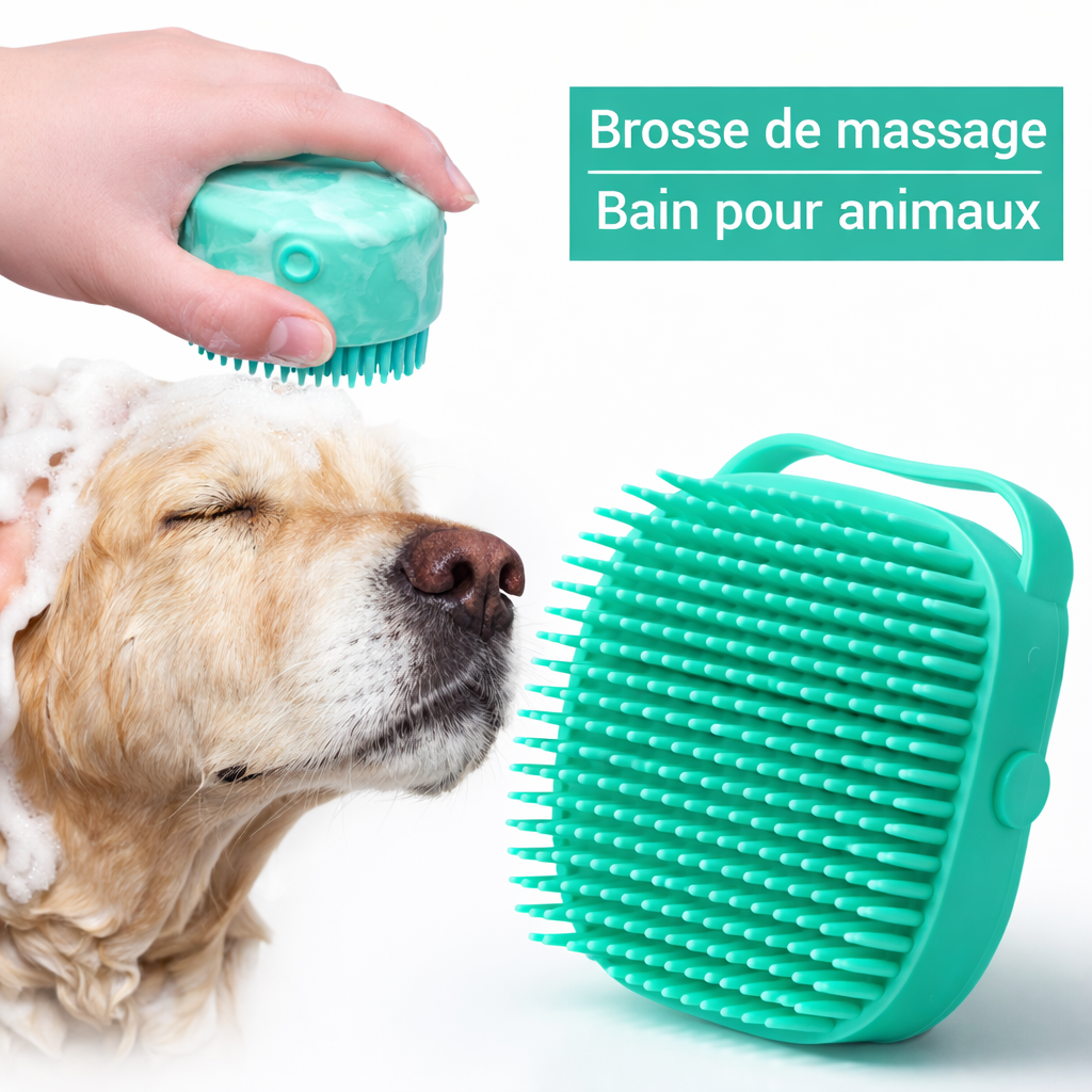 Brosse Silicone pour Chat et Chien Massage Doux et Démêlage