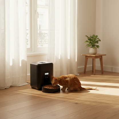 distributeur croquettes chat noir